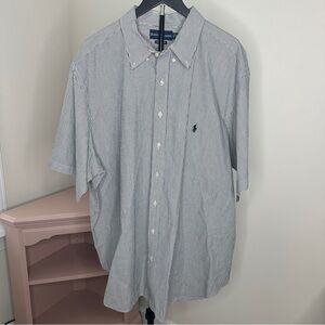 Ralph Lauren Men's Blue/White Pinstripe Short-Sleeve Button-Down Shirt